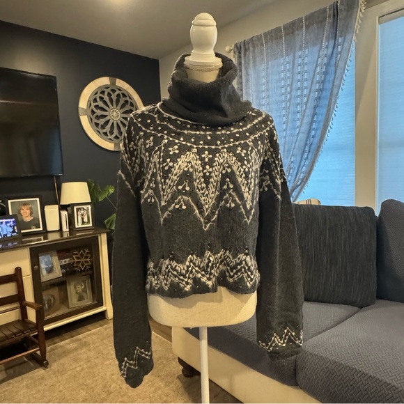 free people movement Sweaters - Free People Chunky Knit Embellished Cowl Neck Sweater – Size M